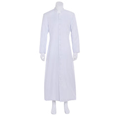 Men's Church Priest Costume - Halloweez White Liturgical Vestments with Standing Collar - Halloweez