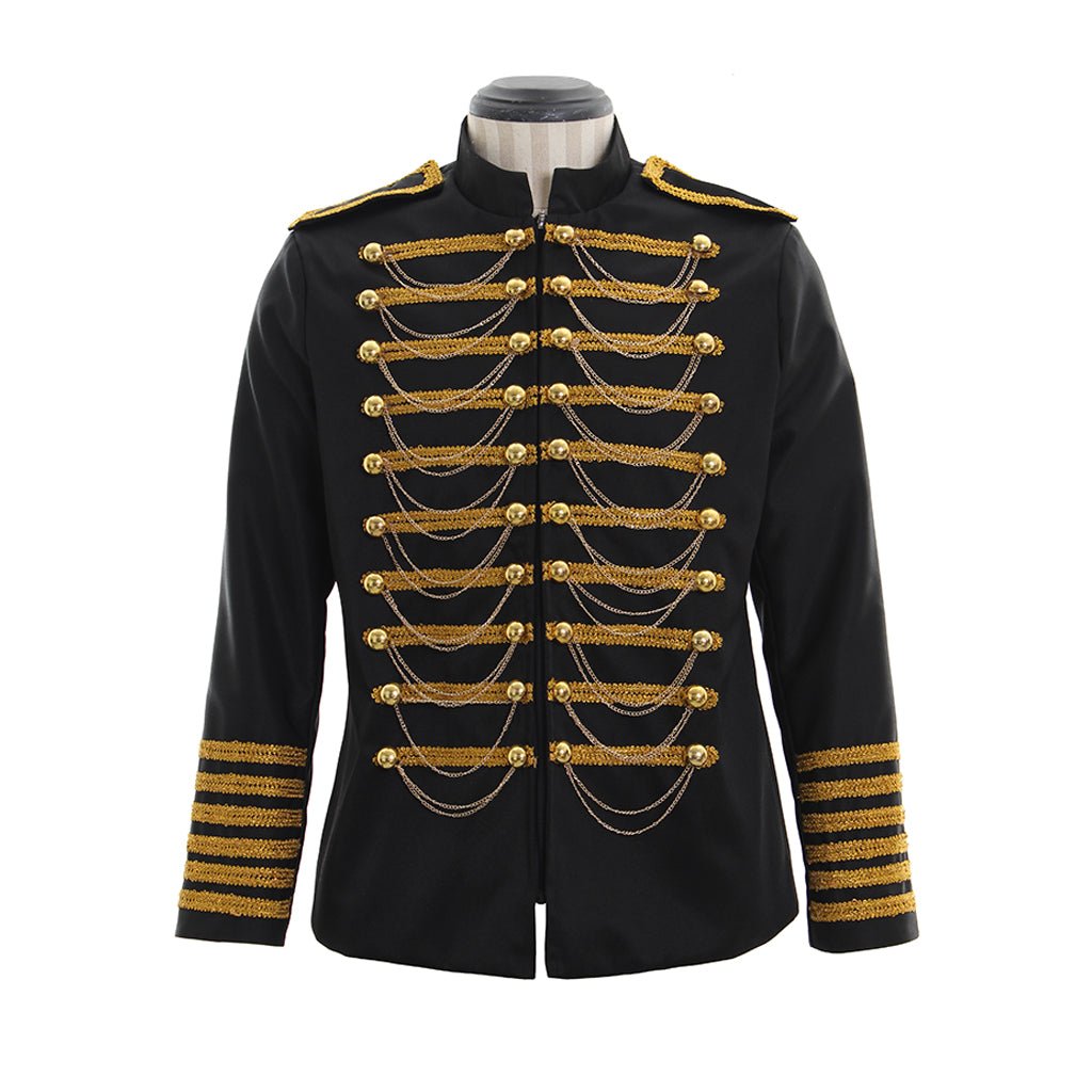 Halloweez Classic Military Blazer Jacket Men - Double Breasted with Embroidery | Elegant Black Red Suits for Special Events - Halloweez