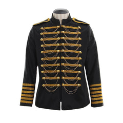 Halloweez Classic Military Blazer Jacket Men - Double Breasted with Embroidery | Elegant Black Red Suits for Special Events - Halloweez