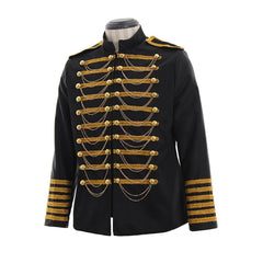 Halloweez Classic Military Blazer Jacket Men - Double Breasted with Embroidery | Elegant Black Red Suits for Special Events - Halloweez