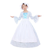 Halloweez Colonial Girls Cosplay Costume | Victorian Era Inspired Dress with Hat & Floral Print for Kids - Halloweez