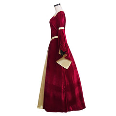 Exclusive Handcrafted Medieval Velvet Dress with Trumpet Sleeves for Women | Perfect for Weddings and Themed Parties - Halloweez