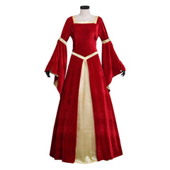 Exclusive Handcrafted Medieval Velvet Dress with Trumpet Sleeves for Weddings and Parties | Halloweez - Halloweez