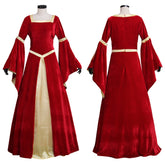 Exclusive Handcrafted Medieval Velvet Dress with Trumpet Sleeves for Weddings and Parties | Halloweez - Halloweez