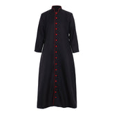 Exclusive Roman Black Clergy Cassock | Premium Medieval Adult Cosplay Robe - Halloweez