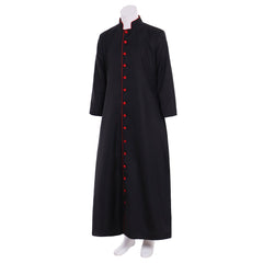 Exclusive Roman Black Clergy Cassock | Premium Medieval Adult Cosplay Robe - Halloweez