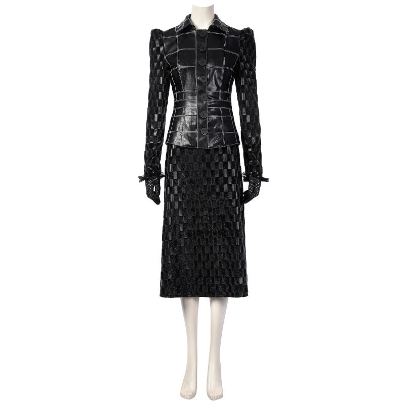 Halloweez Cruella Deville Women's Halloween Costume with Black Leather Jacket and Wig - Halloweez