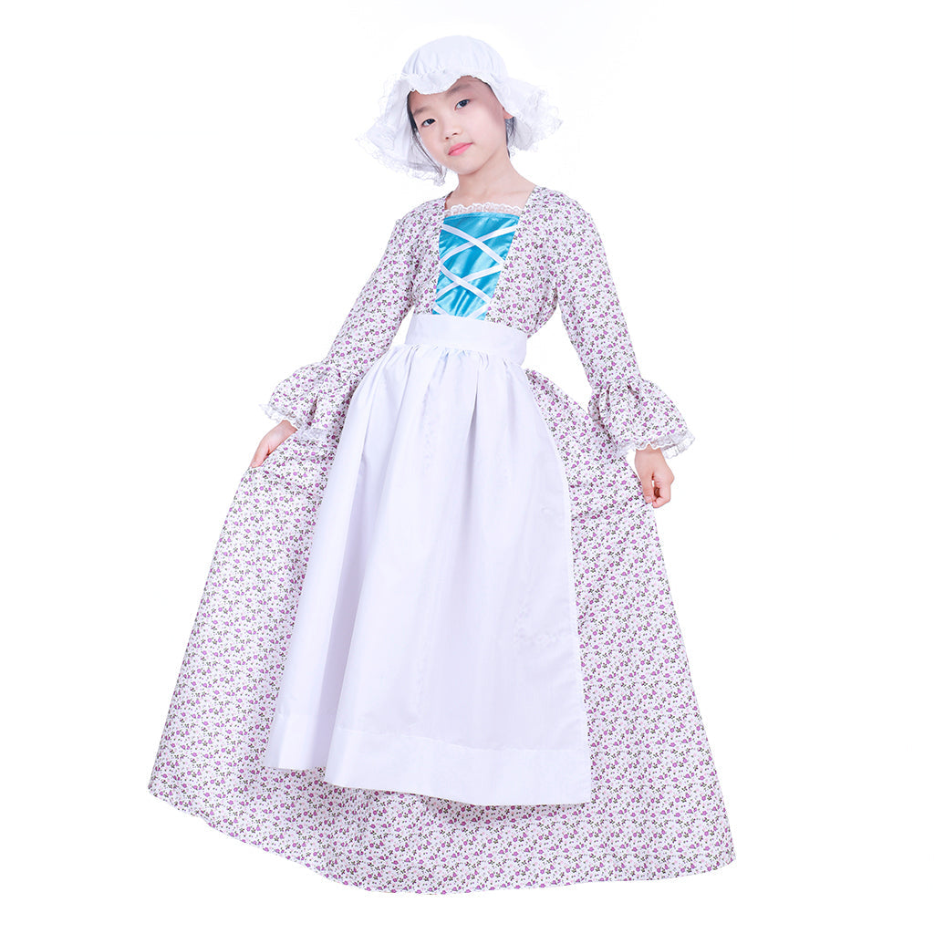 Halloweez Kids Pioneer Prairie Colonial Maid Costume - Perfect for Historical Roleplay and Carnival - Halloweez