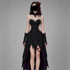Gothic Strapless Dark Witch Cosplay Dress Custom for Halloween Comic‑Con Party