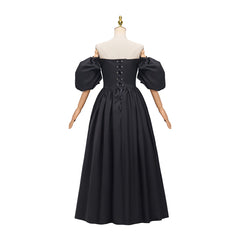 Victoria Off-Shoulder Black Dress – Elegant Gothic Cosplay Costume - Halloweez