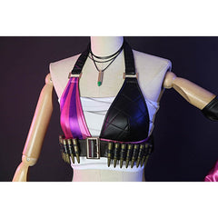 Halloweez Bold Jinx Uniform Cosplay Costume - League of Legends Mischief Maker Halloween Ensemble - Halloweez