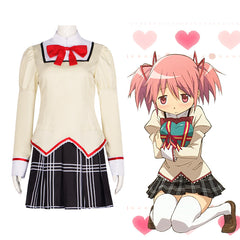 Magical Girl Madoka Cosplay Costume Akemi Homura Tomoe Mami School Uniform Sailor Suit JK Uniform - Halloweez