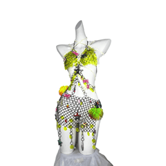 Coral Princess TDH Original Subculture Metal Chain Patchwork Dress 3D Candy Glitter Sequin Gown Cosplay Costume - Halloweez