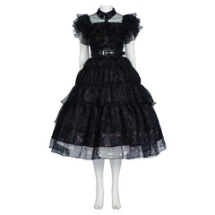 Adams Family Wednesday Addams Cosplay Dress for Women - Halloween Ball Gown Costume - Halloweez