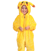 Kids Pikachu Onesie Pajamas Flannel Cosplay Costume with Removable Hood and Moving Ears for Boys Girls Halloween Christmas - Halloweez