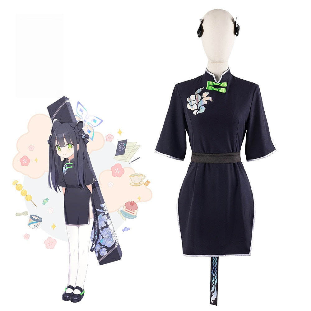 Blue Sunohara Shun Anime Cosplay Female Cheongsam - Blue Archive Cosplay Costume - Halloweez