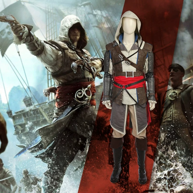 Assassin's Creed IV Black Flag Edward Kenway Full Set Cosplay Costume Custom - Halloweez