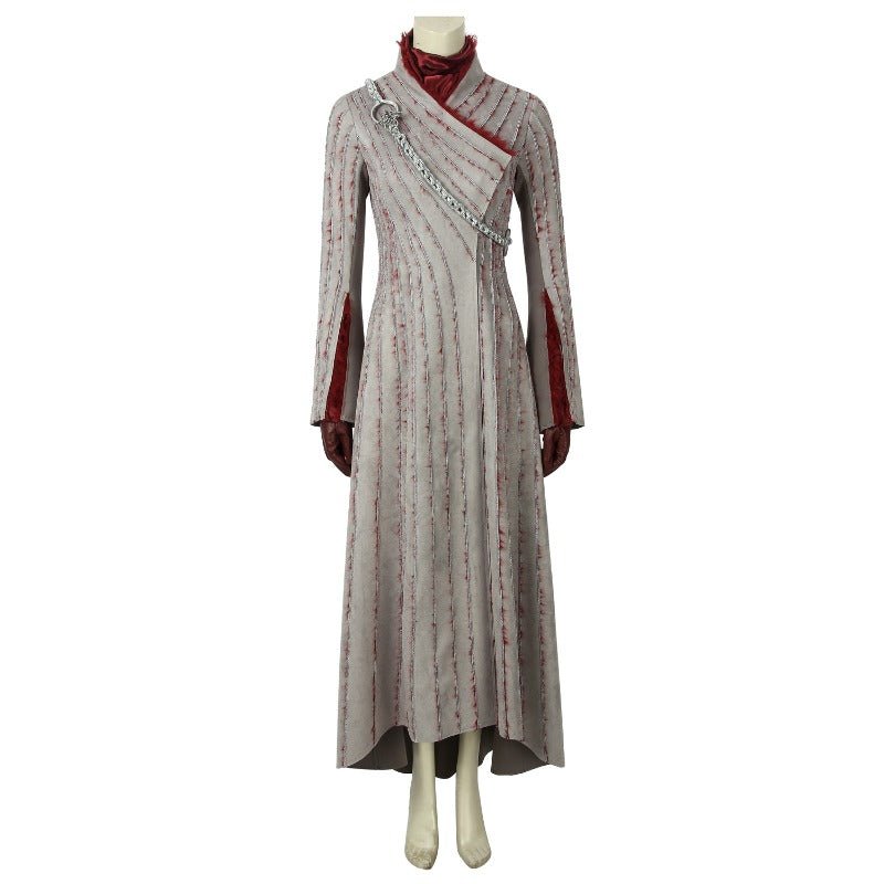 Halloweez Daenerys Targaryen Cosplay Costume - Women's Elegant Long Sleeve Dress with Brooch for Special Events - Halloweez