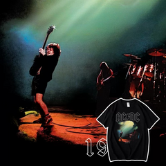 AC/DC Band Retro Rock Short‑Sleeve Cotton T‑Shirt for Music Festival Party