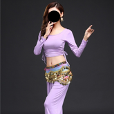 Rainbow Glass Yarn Belly Dance Hip Scarf, Custom Rhinestone Waist Belt for Stage & Halloween
