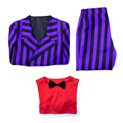 Official Gomez Addams Purple Striped Suit Costume for Halloween & Cosplay - Halloweez