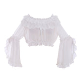 Halloweez Strapless Lolita Blouse with Chiffon Trumpet Sleeves for Women and Girls - Halloweez
