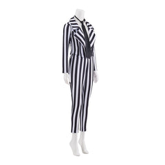 Stylish Women's Striped Suit with Tie Cosplay Costume – Perfect for Anime & Game Fans - Halloweez