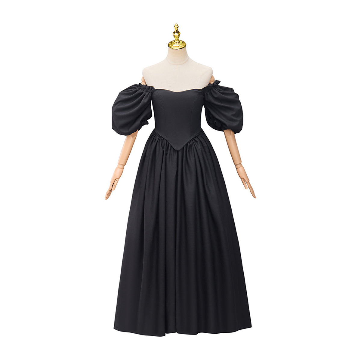 Victoria Off-Shoulder Black Dress – Elegant Gothic Cosplay Costume - Halloweez