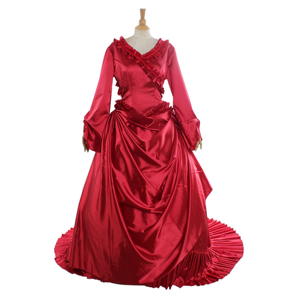Halloweez Mina Red Bustle Vampire Dress Cosplay Costume Women Elegant Party Outfit Victorian Ball Gown - Halloweez