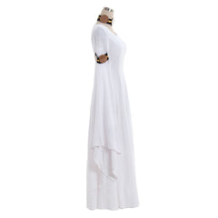 Elegant Halloweez Medieval White Robe Dress for Renaissance, Tudor, and Regency Events - Halloweez