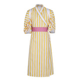 One Piece Wano Country Sanji Yellow Stripes Japanese Kimono Cosplay Costume - Halloweez
