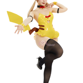 Pikachu Cosplay Bunny Girl Costume Yellow PU Leather Tight Cute Clubwear Anime Outfit - Halloweez