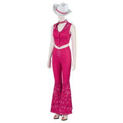 Halloweez Barbie Cosplay - Retro 70s 80s Hippie Disco Pink Cowgirl Outfit for Events - Halloweez