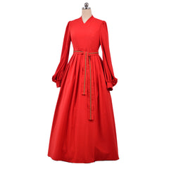 Halloweez The Princess Bride Buttercup Red V-Neck Long Sleeve Dress - Adult Cosplay Wedding Gown - Halloweez