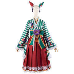 Pretty Derby Umamusume Cosplay Anime Color-blocking Kimono Dress - Nice Nature - Halloweez