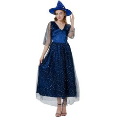 Halloween Witch Queen Costume - Elegant Witch Dress for Women Role Play - Halloweez