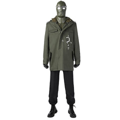 Halloweez Riddler Cosplay Costume - Edward Nygma Complete Set with Mask in Army Green - Halloweez
