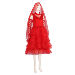 Beetlejuice Lydia Red Wedding Cosplay Costume Gothic Halloween Dress - Movie Beetlejuice Lydia Deetz - Halloweez