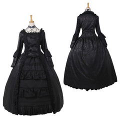 Halloweez Strawberry Victorian Lolita Dress - Gothic Square Neck Black Dress for Cosplay & Events - Halloweez