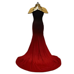 Embrace the Dark Glamour with the Halloweez Carmilla Cosplay Costume - Elegant Red Dress with Long White Wig - Halloweez