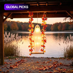 Remote‑Control Maple Leaf Ghost Swing Ornament Halloween Hanging Decor Model XY007