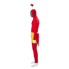 Halloweez El Chapulin Colorado Costume - Red Bodysuit with Heart Print for Men's Halloween Cosplay - Halloweez