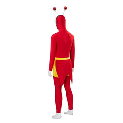 Halloweez El Chapulin Colorado Costume - Red Bodysuit with Heart Print for Men's Halloween Cosplay - Halloweez