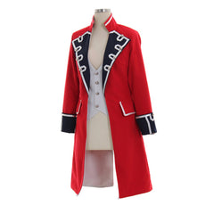 Stylish Red Wool Pirate Coat with Black Cuffs for Women – Halloweez Napoleon Jacket Style Costume - Halloweez