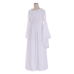 Elegant Halloweez White Regency Ball Gown Dress | Medieval Masquerade Tea Gown | Lady Regency Style Long Sleeve Dress - Halloweez