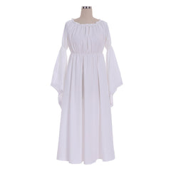 Elegant Halloweez White Regency Ball Gown Dress | Medieval Masquerade Tea Gown | Lady Regency Style Long Sleeve Dress - Halloweez