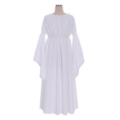 Elegant Halloweez White Regency Ball Gown Dress | Medieval Masquerade Tea Gown | Lady Regency Style Long Sleeve Dress - Halloweez
