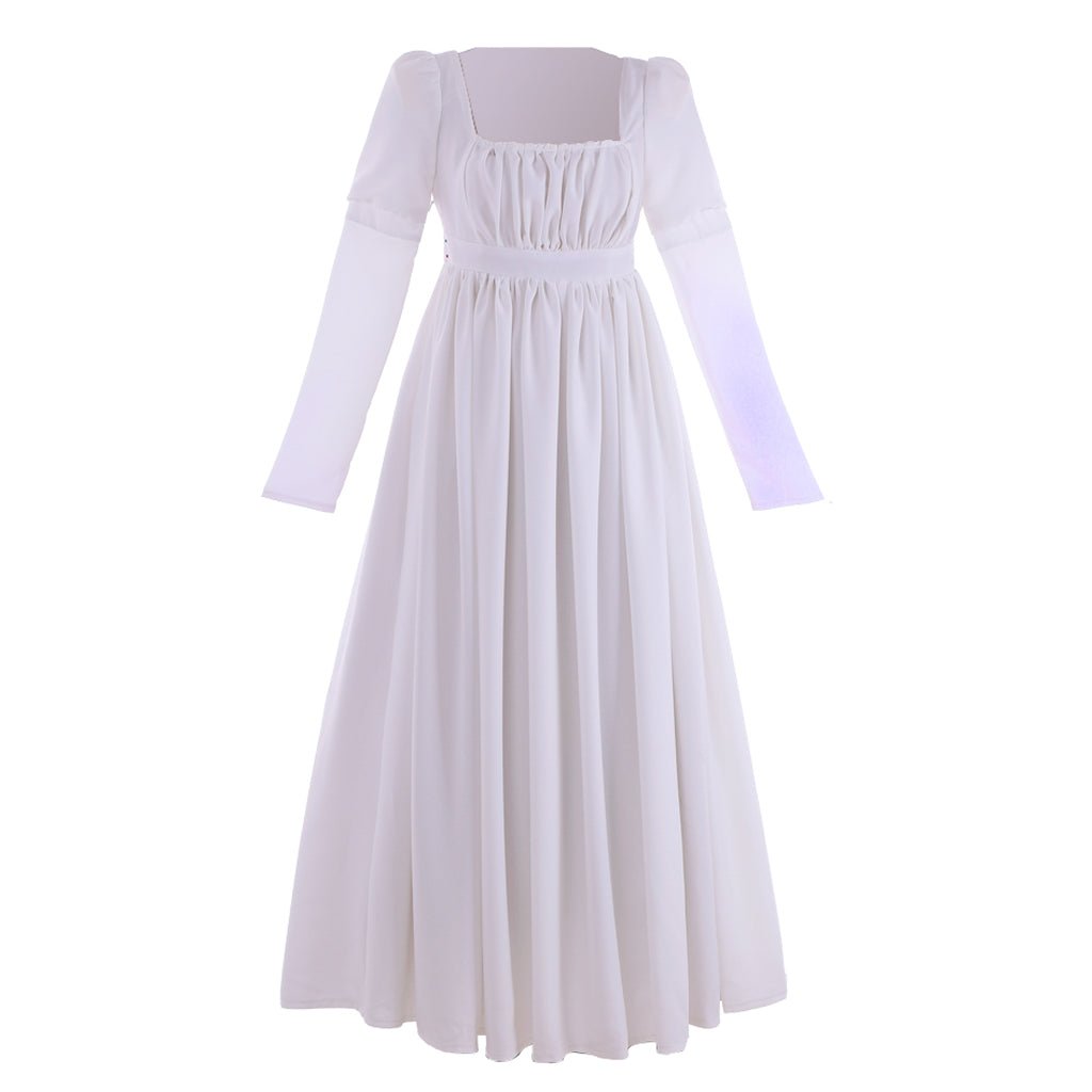 Graceful White Halloweez Regency Dress for Women - Timeless High Waist Gown, Ideal for Weddings and Cosplay - Halloweez