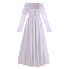 Graceful White Halloweez Regency Dress for Women - Timeless High Waist Gown, Ideal for Weddings and Cosplay - Halloweez