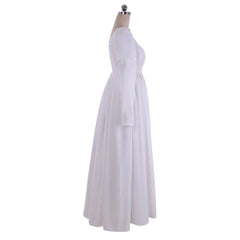 Graceful White Halloweez Regency Dress for Women - Timeless High Waist Gown, Ideal for Weddings and Cosplay - Halloweez